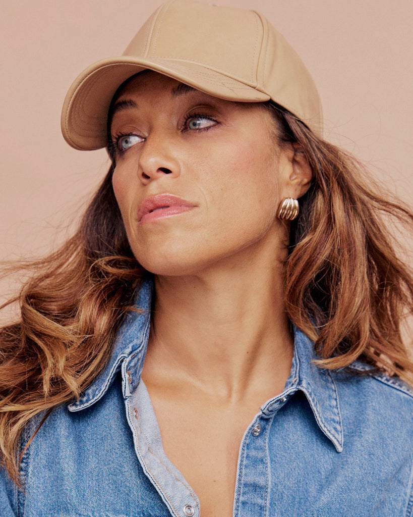 Luxe Leather Hat - Sand