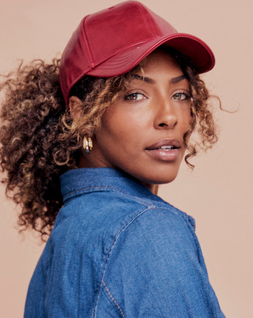 Luxe Leather Hat - Bordeaux